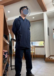 【身長181cm】1051 たてスラブ作務衣 No.2 鉄紺 3L