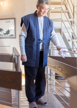 5105 カイハラデニム・ピマ綿袖無し綿入袢天 No.1 濃紺