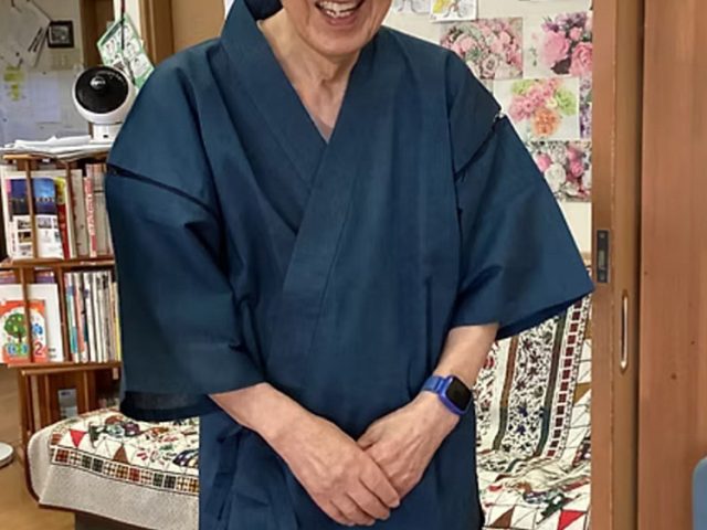 【身長167cm】7050 遠州織しじら甚平 No.1 濃紺 L