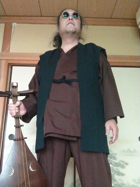 【身長174cm】1047 たてスラブ羽織 No.7 黒 LL