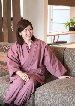 2030 女性紬織作務衣式綿入袢天 No.1 ピンク