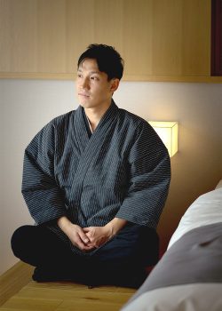 2035 刺子織作務衣式綿入袢天 No.2 黒