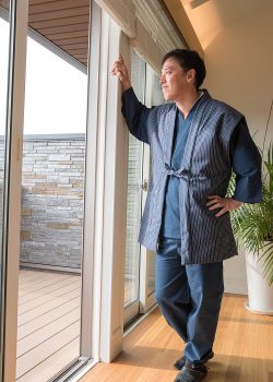 2040 刺子織袖無し綿入袢天 No.1 濃紺