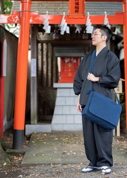 5033 裏綿二重織ストレッチ作務衣［聖］No.4 黒