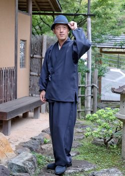 5043 シャンブレー裏地付作務衣［聖］No.1 濃紺