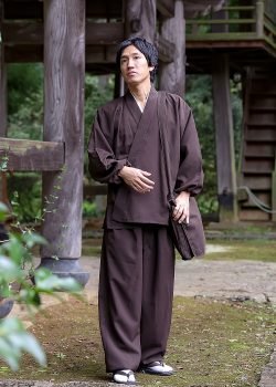 5043 シャンブレー裏地付作務衣［聖］No.3 濃茶