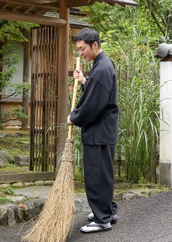 5043 シャンブレー裏地付作務衣［聖］No.4 黒