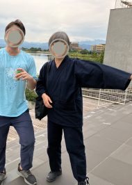 【身長158cm】1051 たてスラブ作務衣 No.1 濃紺 S