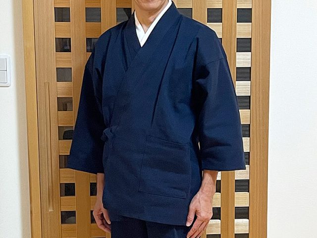 【身長173cm】1055 小柄ドビー作務衣 No.15 濃紺 L