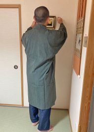 【身長172cm】1040 たてスラブロング羽織 No.6 グリーン L