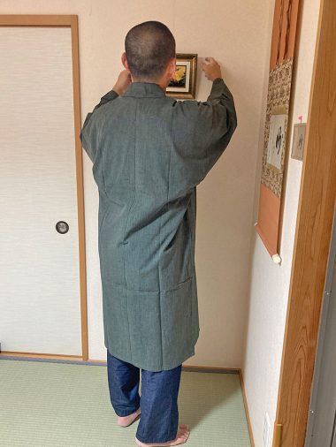 【身長172cm】1040 たてスラブロング羽織 No.6 グリーン L