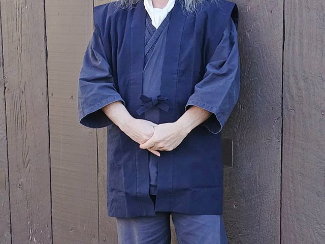 【身長160cm】1080 手紡ぎ風・遠州織羽織 No.1 濃紺 L