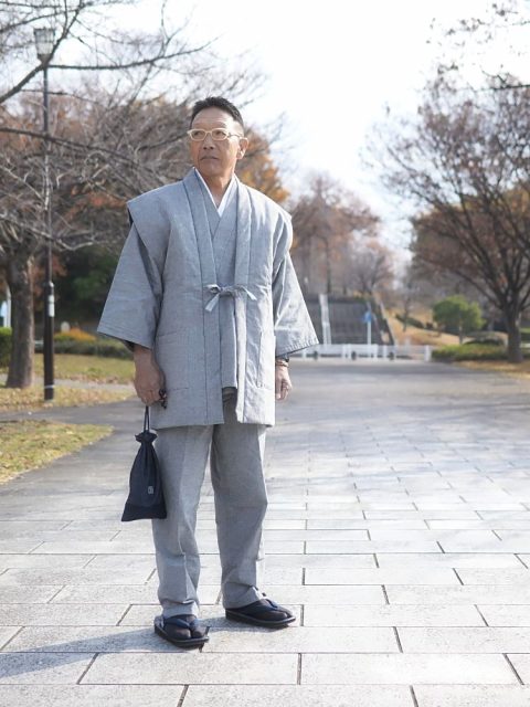 【身長170cm】1077 スエード総裏作務衣 No.3 グレー M