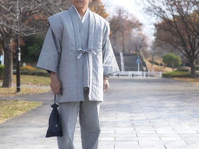 【身長170cm】1077 スエード総裏作務衣 No.3 グレー M