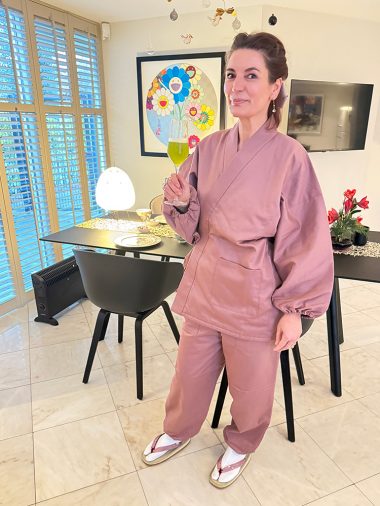 【身長162cm】綾織女性綿入作務衣 No.11 ピンク M