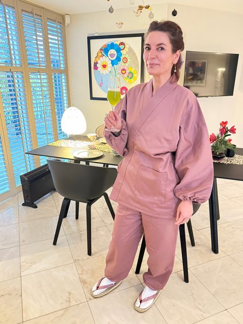 【身長162cm】綾織女性綿入作務衣 No.11 ピンク M