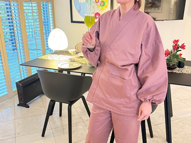 【身長162cm】綾織女性綿入作務衣 No.11 ピンク M