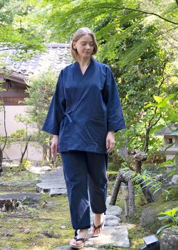 1051 たてスラブ作務衣 No.2 鉄紺