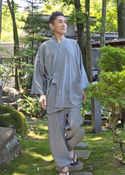 1130 シャンブレーUVカット作務衣 No.2 グレー