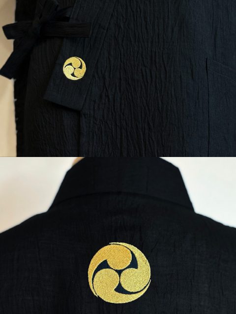 【簡単絵柄 /左衿下部】【簡単家紋刺繍】左三つ巴