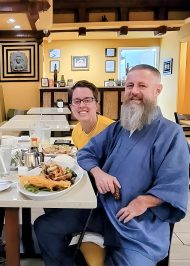 【身長168cm】6001 絣紬作務衣 No.8 水色 L