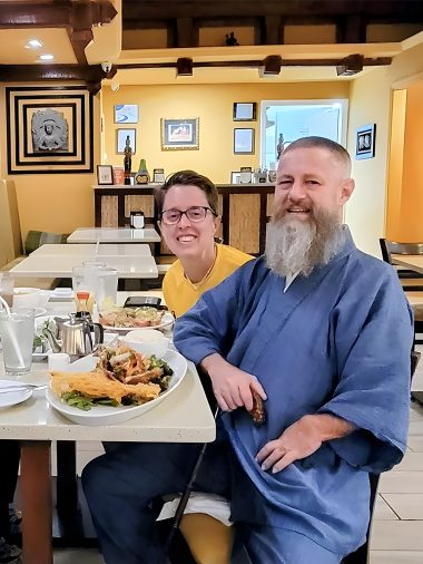 【身長168cm】6001 絣紬作務衣 No.8 水色 L