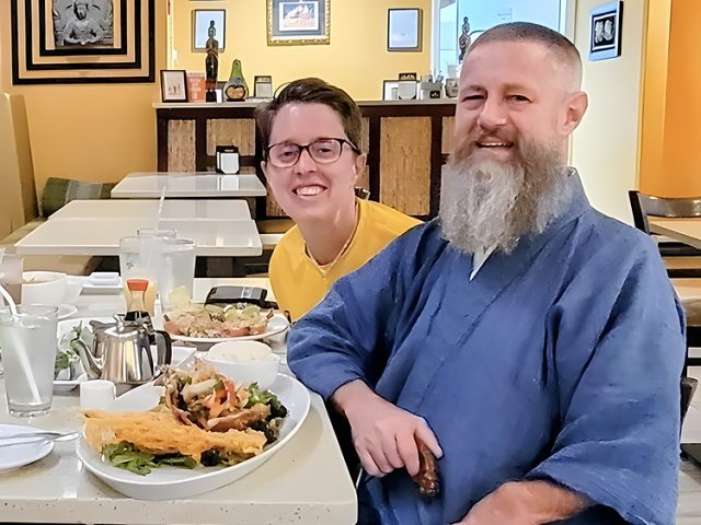 【身長168cm】6001 絣紬作務衣 No.8 水色 L