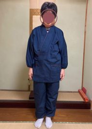 【身長162cm】1036 絣風女性無地作務衣 No.1 紺 L