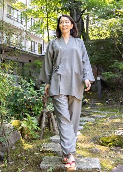 1130 シャンブレーUVカット作務衣 No.2 グレー