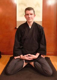 【身長180cm】6001 絣紬作務衣 No.12 黒 L