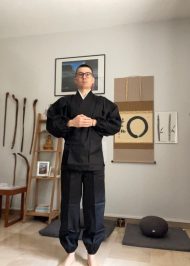 【身長170cm】5020 T/Cバーバリー織作務衣 No.2 黒 L