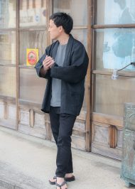 1093 近江ちぢみ本麻ジャケット No.3 黒