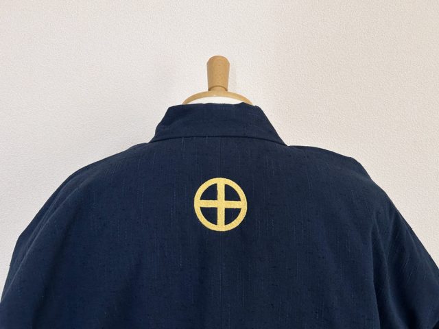 綿入袢天に刺繍【簡単家紋】