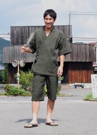 1501 近江ちぢみ絣織甚平 No.3 グリーン