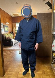 【身長168cm】2060 綿麻しじら作務衣 No.207 濃紺 L
