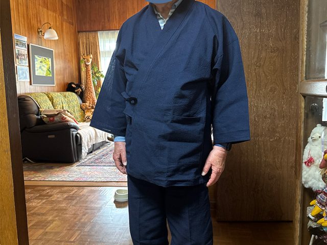 【身長168cm】2060 綿麻しじら作務衣 No.207 濃紺 L