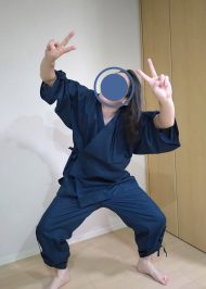 【身長182cm】8050 麻綿ロールアップ袖・裾作務衣 No.2 濃紺 LL
