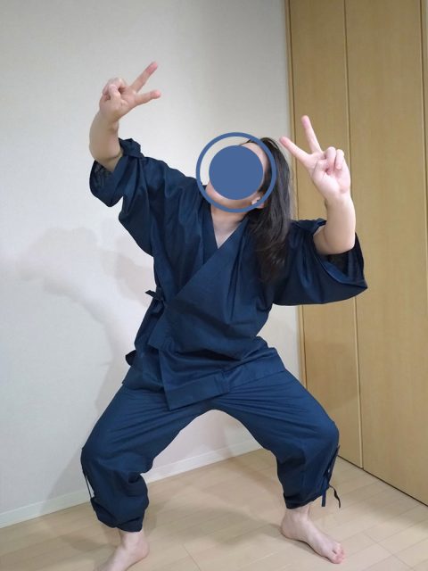 【身長182cm】8050 麻綿ロールアップ袖・裾作務衣 No.2 濃紺 LL