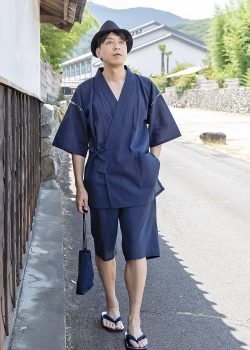 7003 綿麻楊柳甚平 No.1 濃紺