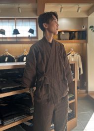 【身長175cm】1095 近江ちぢみ本麻作務衣 No.97 茶  M