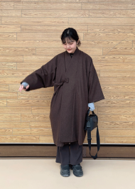 【身長161cm】5080 作務衣コート No.3 茶  M