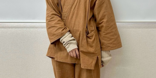 6001 絣紬作務衣 茶