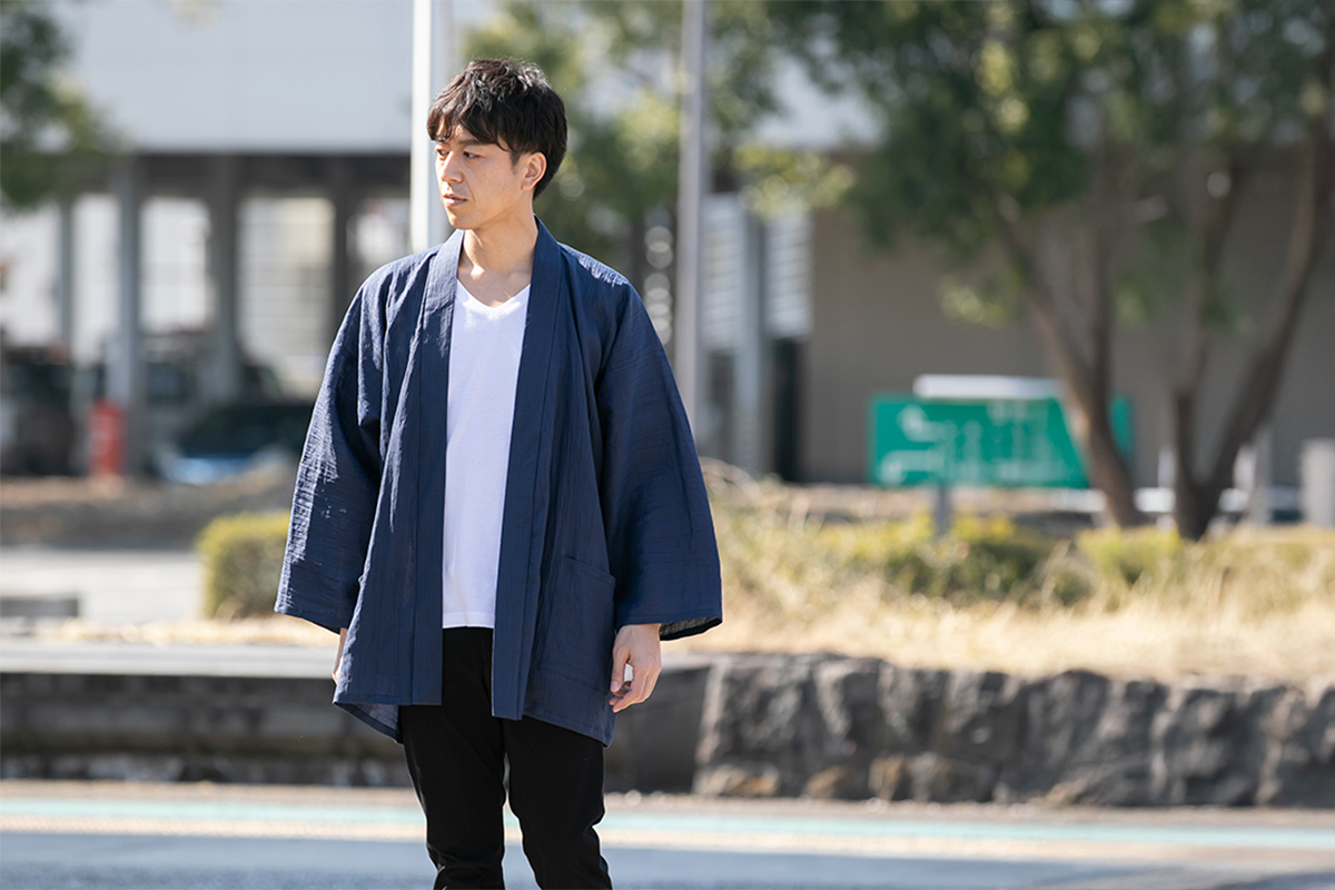 近江ちぢみ本麻ジャケット No.1 濃紺 ｜ 作務衣・甚平通販 和粋庵