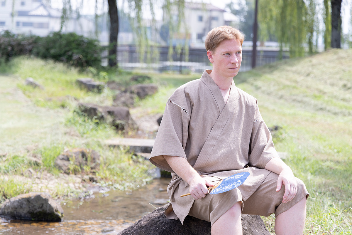 クールマックスサッカー甚平 No.3 ベージュ | 作務衣・甚平通販 和粋庵