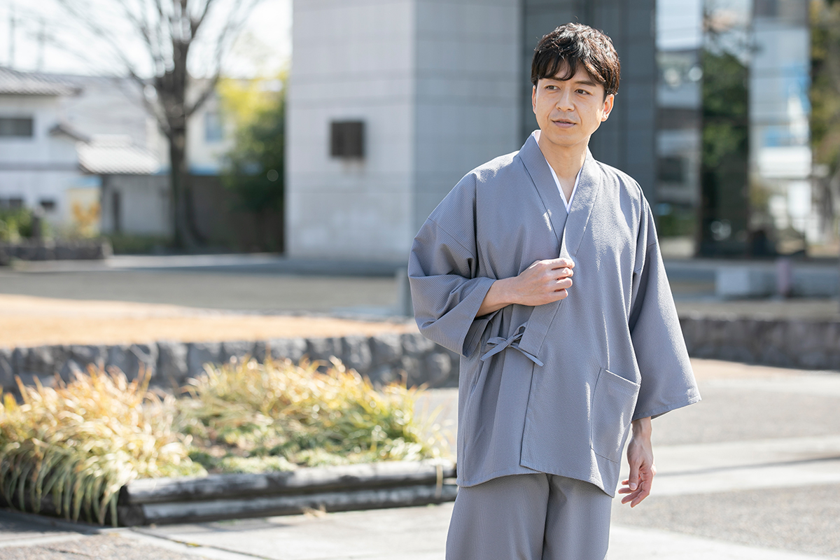 クールマックス・サッカー作務衣 No.2 グレー (M-LL) | 作務衣・甚平