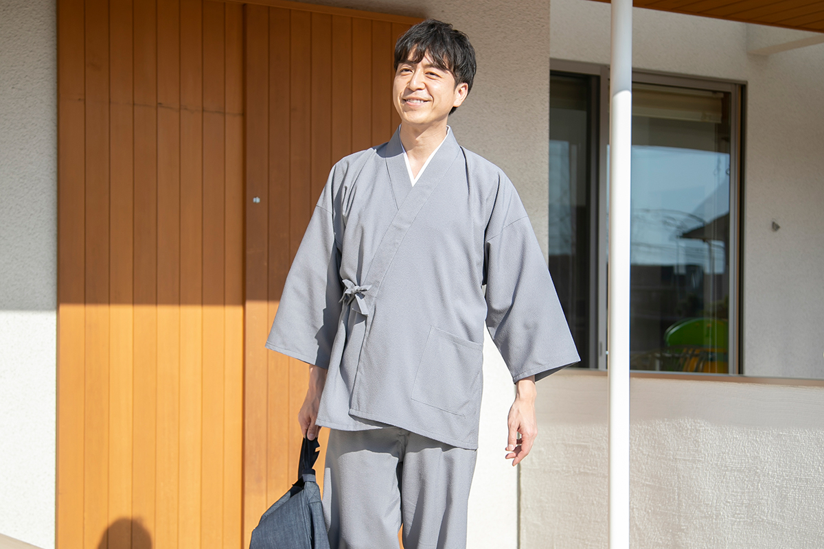 クールマックス・サッカー作務衣 No.2 グレー (M-LL) | 作務衣・甚平