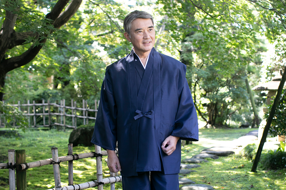 シルクライク紬羽織 No.1 濃紺 ｜ 作務衣・甚平通販 和粋庵