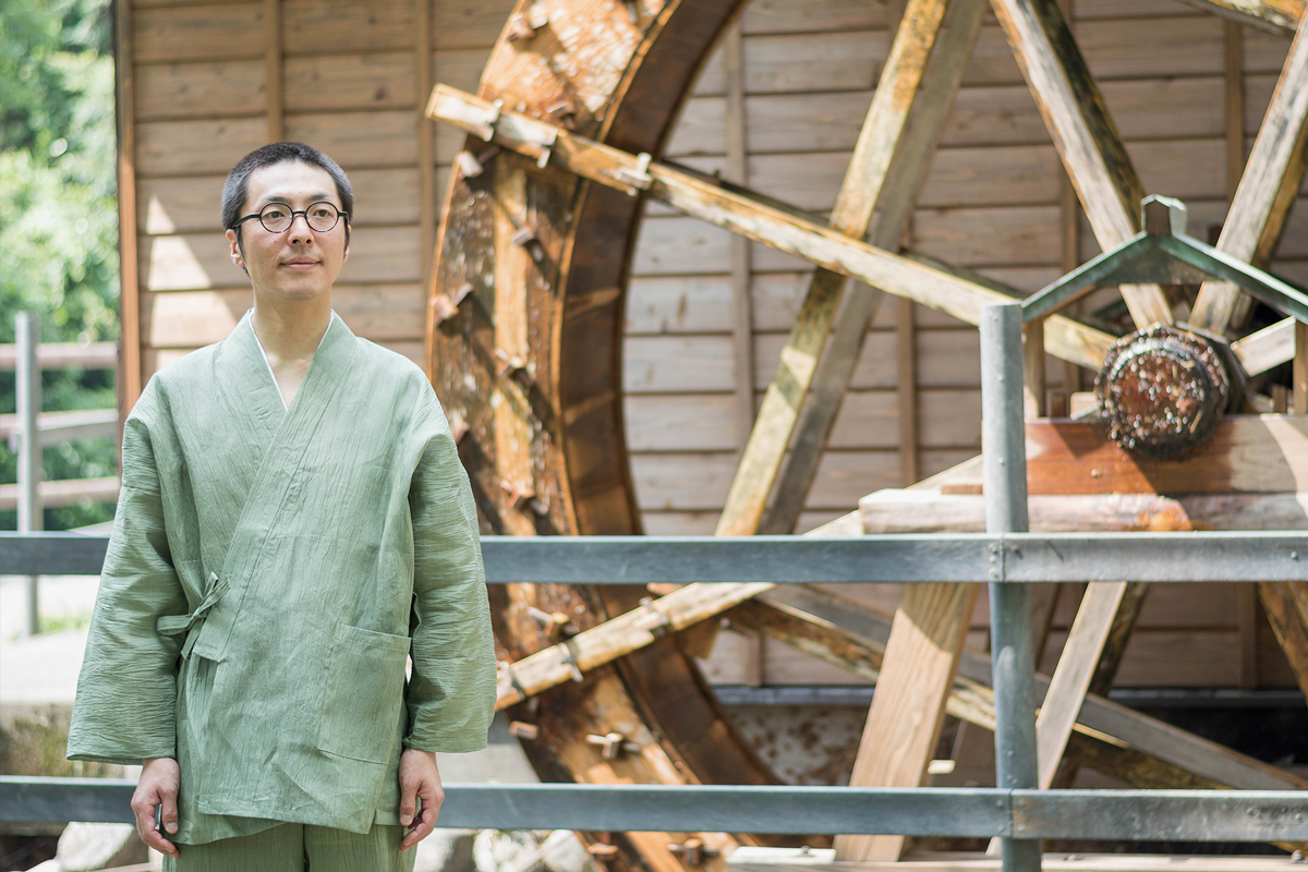 小千谷ちぢみ本麻作務衣 No.5 グリーン