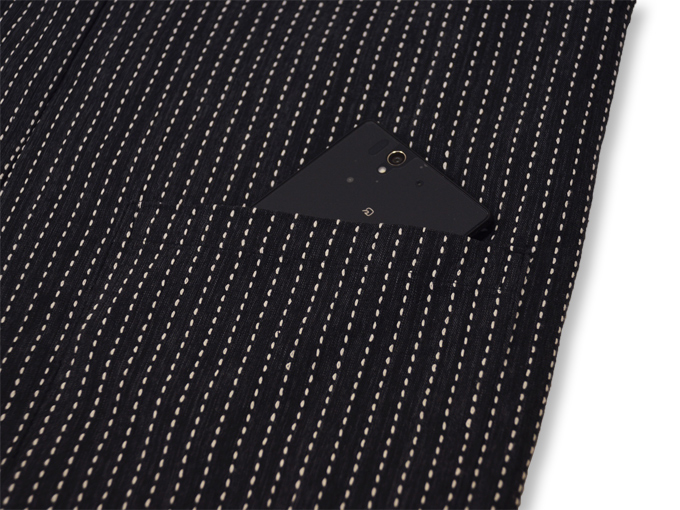 刺子織袖無し綿入袢天-陣羽織 黒（ブラック）　ポケット部分