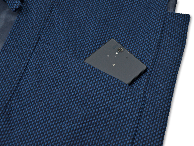 太刺子作務衣用羽織　濃紺（ネイビー・藍色）ポケット部分